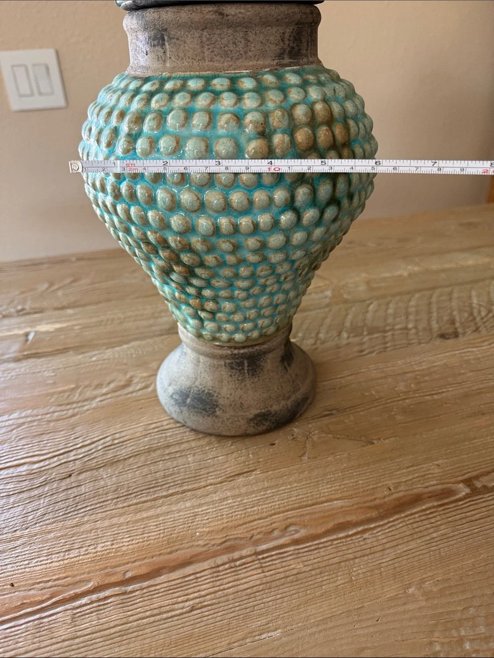 Turquoise and Brown Textured Decorative Vase